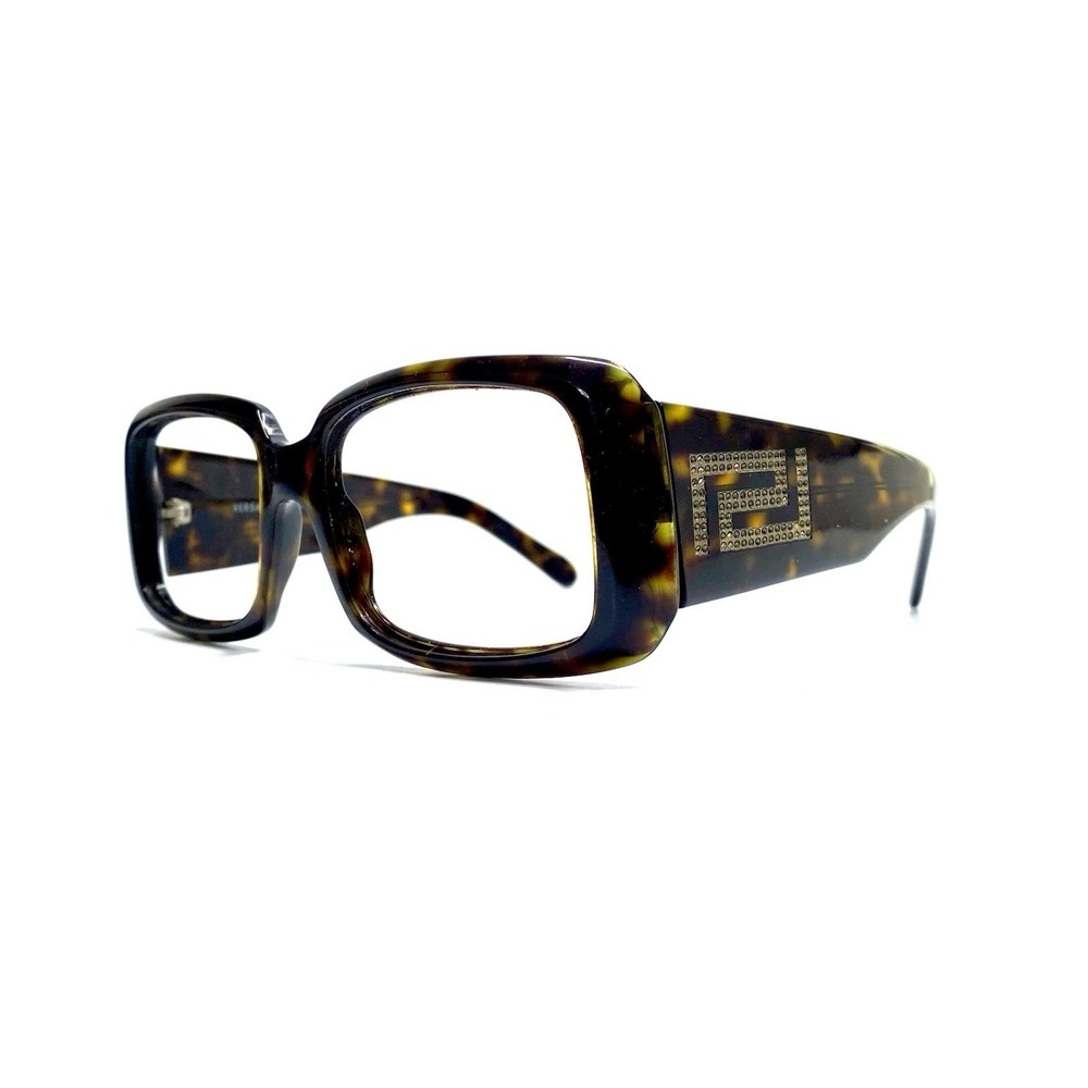 Versace Brown Tortoise Rectangular Glasses Wide Temple Italy MOD4101B 55 17 130
